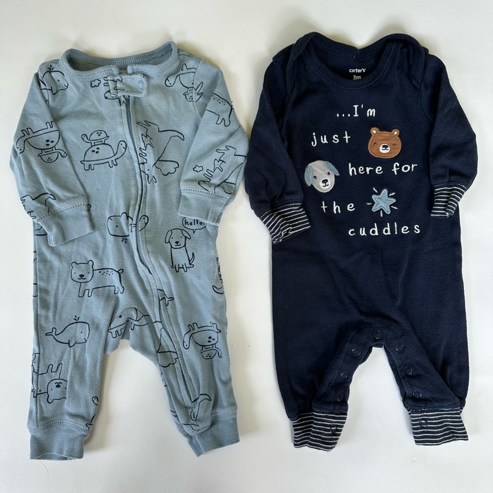 Carter's Blue Footies One Pieces with Soft Fabric